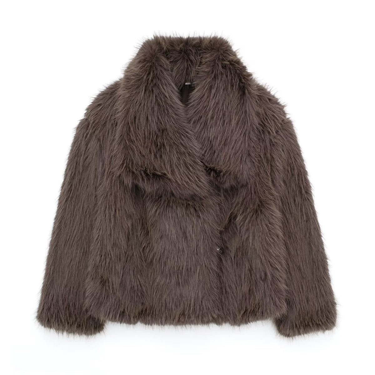 Winter Plush Coat Fashion Warm Thicken Fluffy Lapel Jacket Outwear Casual Long Sleeve Tops Womens Clothing